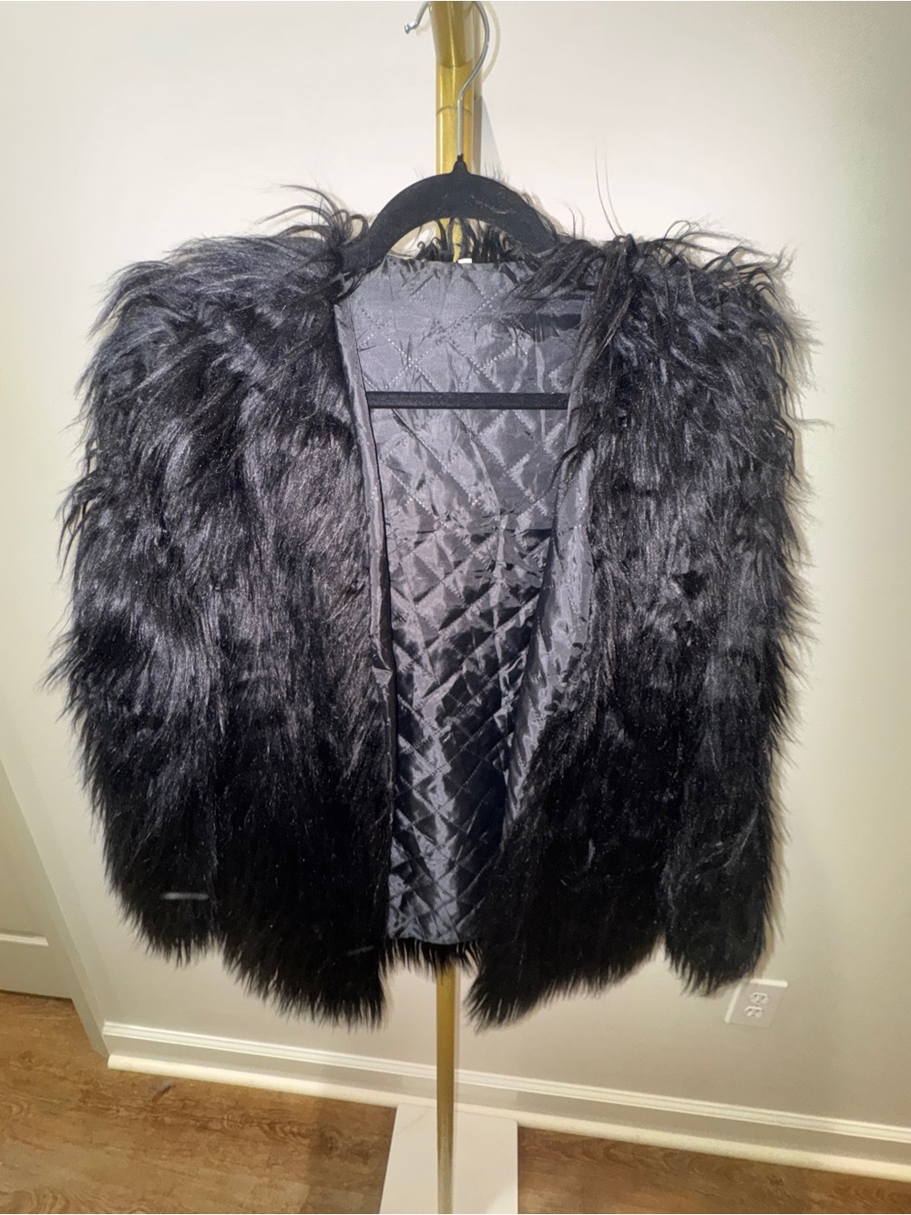 Black Faux Fur Women's Jacket - Plush Over Coat
